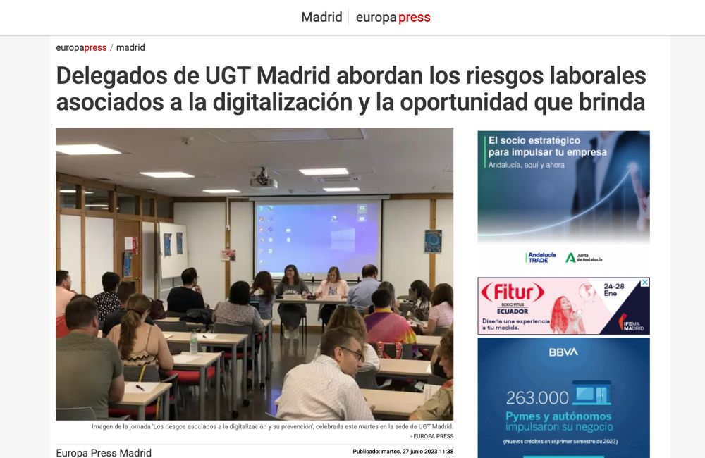 Delegados de UGT Madrid abordan los riesgos laborales asociados a la digitalización y la oportunidad que brinda